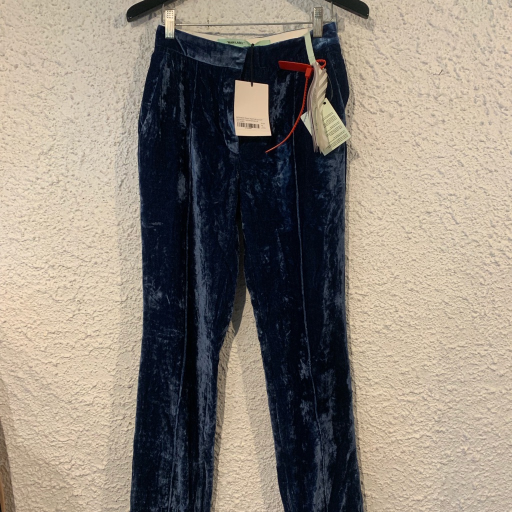 Off- White Navy Velvet Pants
